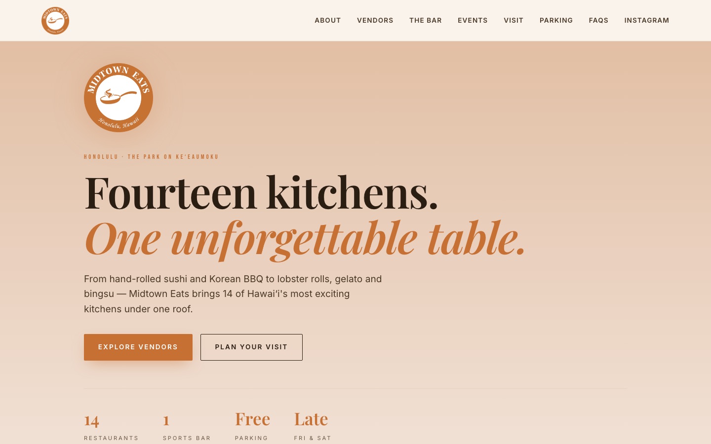 Midtown Eats Honolulu — food hall landing page